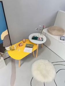 Nordic Round Coffee Table Solid Wood Small Round Table Living room side table sofa corner tea table