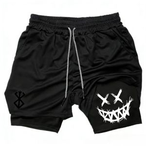 Mens 2-in-1 Double-layer Sports Shorts Running and Fitness Quick Drying and Breathable Shorts Compression with Unique Design