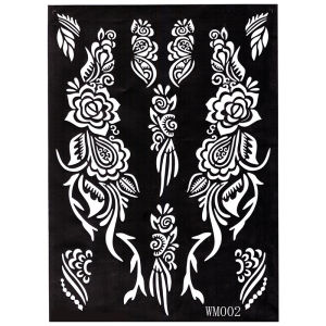 1 Sheet Henna Tattoo Stencil Flower Design Tattoo Templates For Hand Foot Body Painting Tattoo Tools