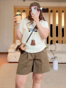 plus Size Summer New Embroidered Patchwork Cartoon Short Sleeve T-Shirt Womens Slimming round Neck Shoulder Appropriate Top