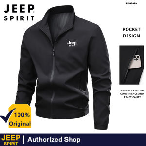 JEEP SPIRIT Mens Spring and Autumn New Fashion Stand up Collar Jacket Business Casual Comfortable Coat
