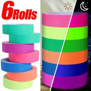 6rolls Fluorescent Cotton Tapes Party Glow in The Dark Tape 6 Colors Neon Gaffer Cloth Tapes Wedding Birthday Atmospheres Decor