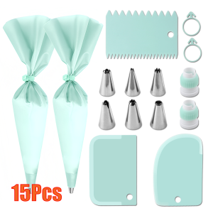 15Pcs/Set Pastry Sleeves Bags Reusable Confectionery Nozzles Piping Pocket DIY Cream Squeezing Leak Bag Cake Bakery Supplies