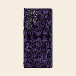 Black Floral Lace Textile Luxury Fashion Full Lens Protective Case for Samsung Galaxy S26 S25 S24 A56 A36 Plus Ultra