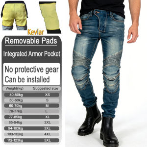 Men Blue Kevlar Motorcycle Jeans Premium Abrasion Resistant Offroad Motorbike Riding Pants Comfortable Protective Trousers 02