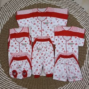Paket Hemat 18 Pcs Seri Baru / Warna Merah Putih / Paket Baju Bayi Newborn 0-4 Bulan
