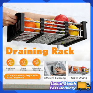 Kitchen Sink Retractable Drain Basket Multifunctional Drain Rack Retractable Stainless Steel Drain Fruit Drying Drying Basket