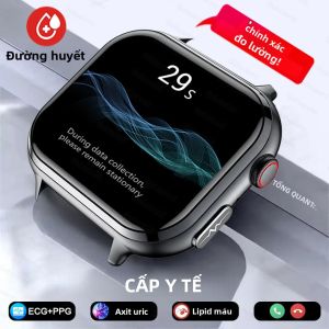 Đồng Hồ Thông Minh Y Tế Cao Cấp 2025 Dành Cho Nam Giới Theo Dõi Điện Tâm Đồ (ECG) + Đo Nhịp Tim (PPG) Đường Huyết Lipid Máu Axit Uric Huyết Áp Thiết Bị Theo Dõi Sức Khỏe Hệ Điều Hành Android Wear.