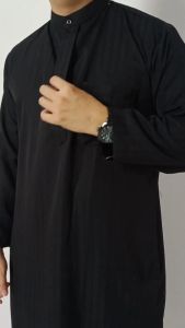 Jubah Gamis Pria Dewasa Panjang Muslim Hitam Polos