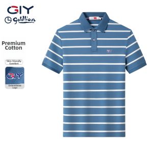 GYgoldlion | Cool Comfort Short Sleeve Striped Mens Polo Shirt