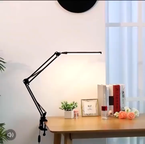 LED Folding Clip On Desk Lamp 360 Adjustable Swing Arm 3 Color Modes Eye Caring Dimmable Light
