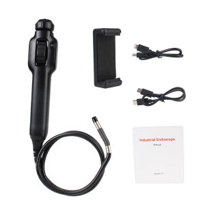 360° Steering Endoscope with Articulation Cars Inspection Camera Articulating Borescope with 8 LED Lights 1080P for Android/IOS