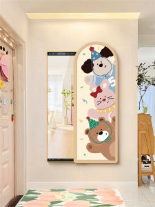 Cute Cartoon Hidden Full Body Mirror Living Room Invisible Clothing Mirror Sliding Mirror Decorative Painting Home Decor