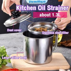 ItemMart 1.3L Stainless Steel Oil Strainer Large Capacity Oil Filter Pot