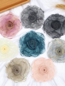 เครื่องประดับผมสไตล์วินเทจ เส้นใยโอเกอเนีย ดอกกุหลาบ ประดับด้วยฝุ่นประกาย เครื่องประดับแฟชั่นสำหรับงานฝีมือ DIY