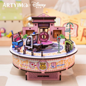 MU Zootopia Wooden Music Box 3D Puzzle DIY Assembly Kit Brain Teaser Office Decor Birthday Christmas Halloween Gift