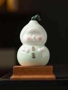 Jiuzao Creative Healing Gourd Small Ornaments Ceramic Cute Home Handmade Desktop Crafts Decorations
