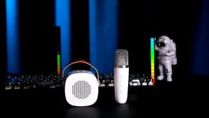 Goojodoq speaker bluetooth 2Mic 1 set karaoke speaker ktv Cute Wireless Lucu Portabel Luar Ruangan Speaker Nirkabel