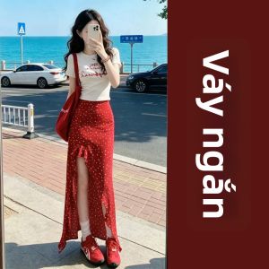 ZHENMANZI | Đầm Hoa Đỏ Thiết Kế Không Quy tắc Dài