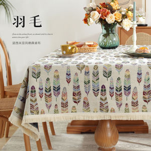 Vintage Bohemian Cotton Linen Tablecloth Home Style Geometric Pattern Coffee Table Cloth Dining Table Cover Artisanal Craft