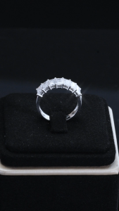 Nhẫn nữ Bạc 925 Xi Kim Moissanite Đính đá hột chữ nhât 5.00 x3.00mm KNNU0008 Kim Luxury