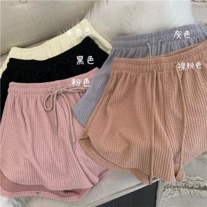 High Waist Short Pants Womens Summer Casual Pure Color Large Size Sports Wide Leg Hot Pants Outerwear Texture Sensation Pants