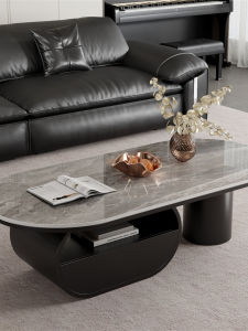 TENGTIE | Elegant Gray Oval Drawer Creative Simple Coffee Table