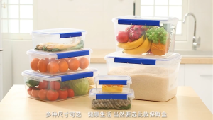 【PLAYFUL】Fresh-keeping box transparent with cover plastic large-capacity home commercial rectangular kitchen refrigerator