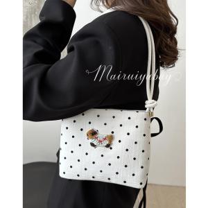 Trendy Underarm Bucket Bag Womens Handbag Sausage Dog Single Shoulder Fashionable Canvas Soft Handle Autumn 2024 New Model