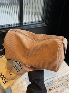 Elegant Corduroy Womens Shoulder Bag 2024 New Stripe Commuter Crossbody Pillow Bag Soft Polyester Lining Zipper Closure