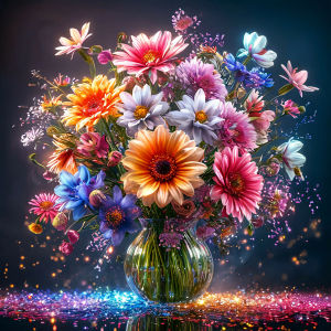 Huacan Full Square Round Diamond Painting Flower Vase Diamond Embroidery Complete Kit Handmade Gift