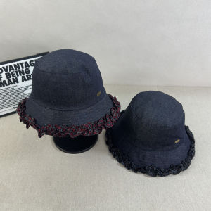 Cute Plaid Edge Denim Fisherman Hat Womens Spring Autumn Sun Protection Hat Wide Brim Foldable Thermal Regulation