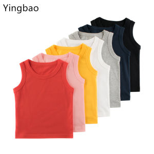 Yingbao Áo áo ba lỗ không tay mùa hè đơn giản bé trai bé gái cho cả nam và nữ 1-9 tuổi Áo thun cotton thường ngày áo lót