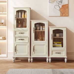HENGDEMU | White Narrow Spaces Fitting Wooden Wine Cabinet