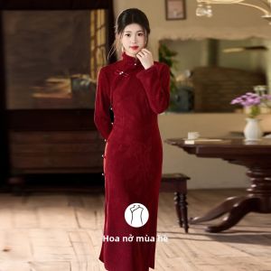 Đầm Cưới Mùa Đông Phong Cách Trung Quốc Bằng Vải Voan Dày