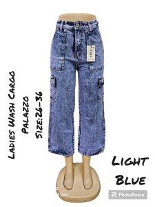 acid stone wash cargo wide leg cargo womens jeans six pocket.
