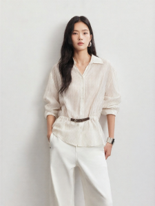 Vero Moda | Lyocell Stripe Ruffle Collar Womens Shirt