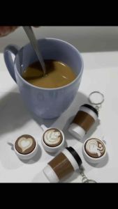 PIXELBLOCK3D Coffee Latte Fidget Clicky Keyboard Keychain