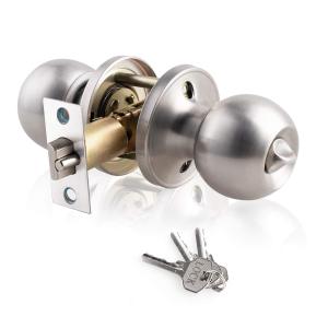 1 Piece Aluminum Alloy Globular Door Knobs Rotation Lock Knobset Handle Metal Door Knob With Key For Bedrooms Living Rooms