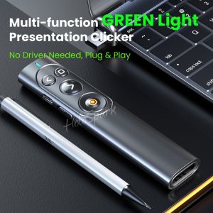 Wireless PowerPoint Presentation Clicker and Pointer Green Beam 2.4GHz Remote Controller for Mac Windows Projector Powerpoint Presenter Presentation