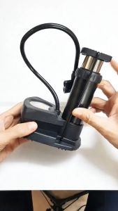 Bơm xe máy xe đạp xe hơi phao bơi nhỏ gọn đạp chân có đồng hồ đút cốp chuyên dụng mang đi đường dài
