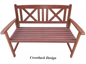 2 Seater Wooden Bench Chair Outdoor Garden Bench Chair (Strip / Crossback)
