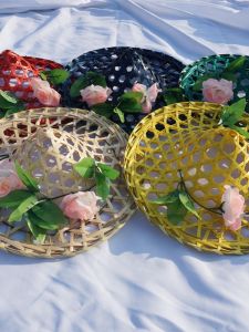 Childrens Bamboo Woven Dance Hat Adult Square Dance Performance Props Large Brim Flower Cap Dai Ethnicity Dance Hat