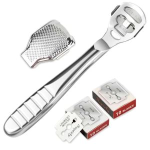 Dụng Cụ Cạo Gót Chân Bằng Thép Không Gỉ Loại Bỏ Da Chai Cứng Dao Cạo Chăm Sóc Móng Chân Với 10 Lưỡi Dao Thiết Bị Chăm Sóc Chân Cầm Tay