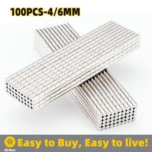 【Fast Shipping】 100Pcs 4MM/ 6MM Neodymium Magnet NdFeB Round Super Powerful Strong Permanent Magnetic imanes Disc Fridge Magnet Crafts For Acoustic Field Electronics LZC-Magnet-Disc