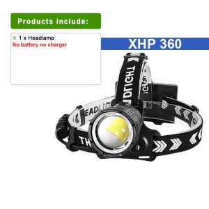 2026 New XHP360 Powerful Headlight Ultra Bright 5000M Led Headlamp Rechargeable Head Flashlight Camping Fishing Headlight 18650