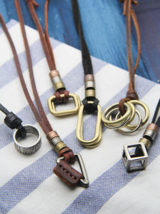 Dây Chuyền Da Bò Có Thể Điều Chỉnh Hình Học Vòng Tròn Nam Cổ Điển Nghệ Thuật Phong Cách Cũ Trang Sức Thời Trang Dây Chuyền Hợp Kim