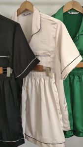 ZR Setelan Wanita Lengan Pendek: Pakaian Wanita Kasual Dari Bahan Satin Silken