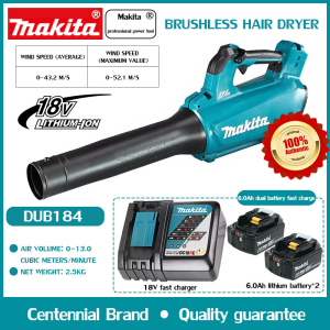 Makita DUB184 Brushless Cordless Leaf Blower & Hair Dryer 18V Li-Ion Dual Battery System Flexible Grip Multi-Purpose Power Tool