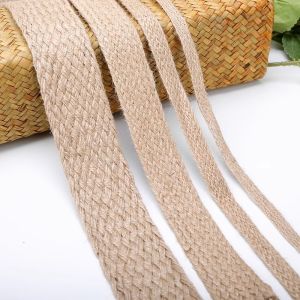10M ธรรมชาติ Jute ถักริบบิ้นแบน Burlap Twine กัญชา DIY หัตถกรรมงานแต่งงานตกแต่งเย็บ Vintage ริบบิ้นเชือกหัตถกรรม